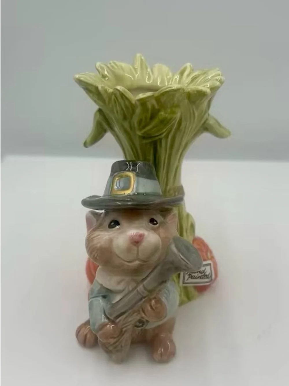 Vintage Fitz & Floyd Mayflower Mouse Thanksgiving Candle Holders Set of 2, 1991